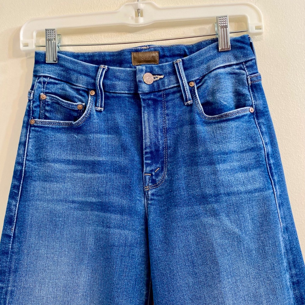 Mother Lil Roller Fray Work Hard Play Hard Light Wash Jeans Wide Leg Frayed 23 - Picture 2 of 16